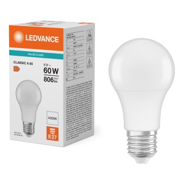 Lampadina LED CLASSIC A60 E27/8W/230V 4000K - Ledvance