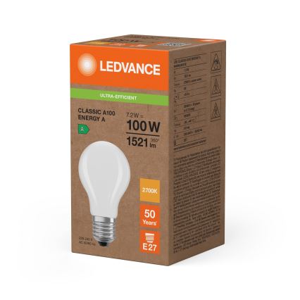 Lampadina LED CLASSIC FILAMENT A60 E27/7,2W/230V 2700K - Ledvance