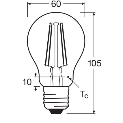 Lampadina LED CLASSIC FILAMENT A60 E27/7,5W/230V 2700K - Ledvance