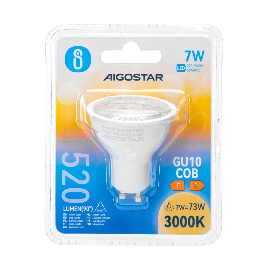 Lampadina LED COB GU10/7W/230V 3000K - Aigostar
