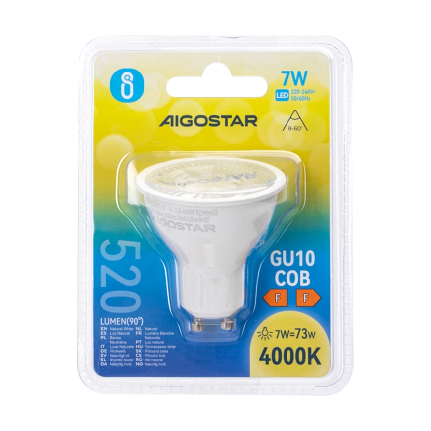 Lampadina LED COB GU10/7W/230V 4000K - Aigostar