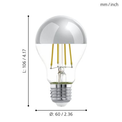 Lampadina LED con calotta sferica a specchio A60 E27/7W/230V 2700K - Eglo 11834