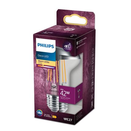 Lampadina LED con calotta sferica a specchio Philips DECO E27/4W/230V 2700K