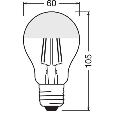 Lampadina LED con cupola specchiata FILAMENT E27/6,5W/230V 2700K dorata - Osram