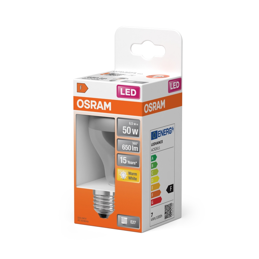 Lampadina LED con parte superiore a specchio FILAMENT E27/6,5W/230V 2700K argento- Osram