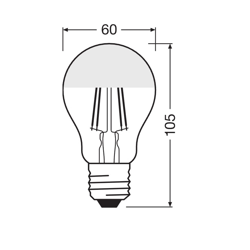 Lampadina LED con parte superiore a specchio FILAMENT E27/6,5W/230V 2700K argento- Osram
