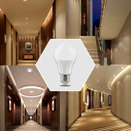 Lampadina LED con sensore di movimento e sensore crepuscolare A60 E27/6W/230V 3000K - Aigostar