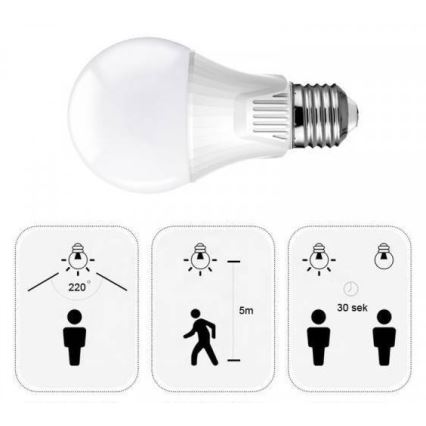 Lampadina LED con sensore E27/9W/230V 6500K