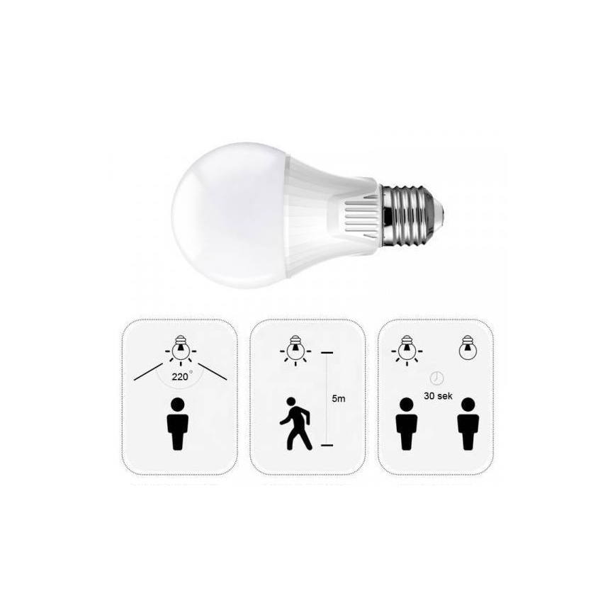 Lampadina LED con sensore E27/9W/230V 6500K