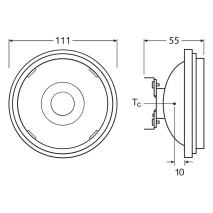 Lampadina LED dimmerabile AR111 G53/13,5W/12V 2700K 24° CRI 97 - Ledvance