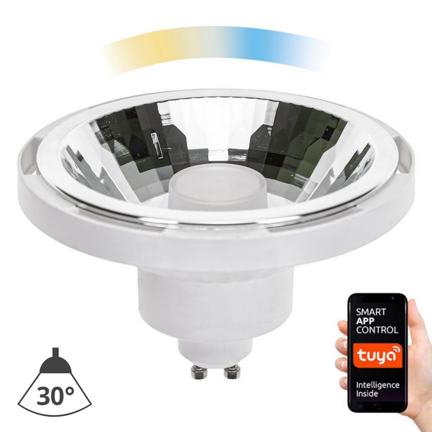 Lampadina LED dimmerabile AR111 GU10/10W/230V 3000-6500K Wi-Fi Tuya 30° bianco