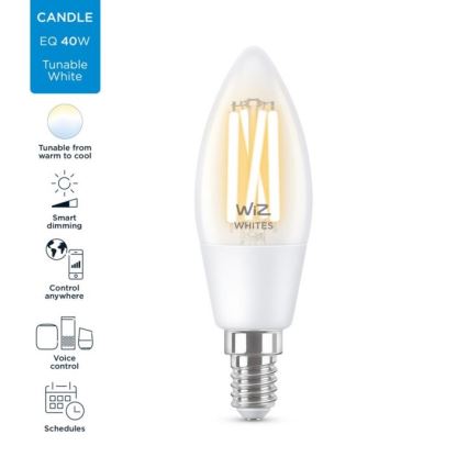 Lampadina LED Dimmerabile FILAMENT C35 E14/4,9W/230V 2700-6500K CRI 90 Wi-Fi - WiZ