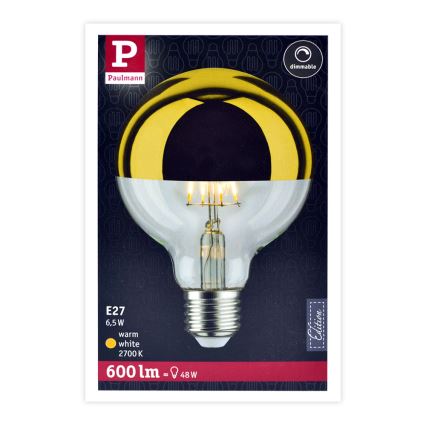 Lampadina LED dimmerabile con un mirror spherical cap GLOBE G95 E27/6,5W/230V 2700K oro - Paulmann 28675