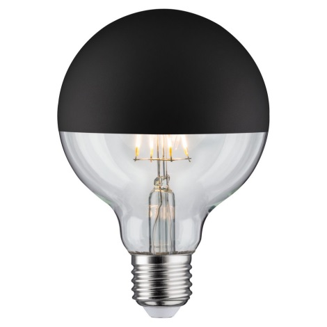 Lampadina LED dimmerabile con un mirror spherical cap GLOBE G95 E27/6,5W/230V 2700K nero - Paulmann 28676