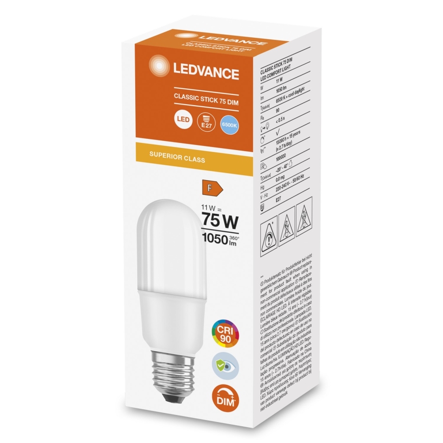 Lampadina LED dimmerabile E27/11W/230V 6500K CRI 90 - Ledvance