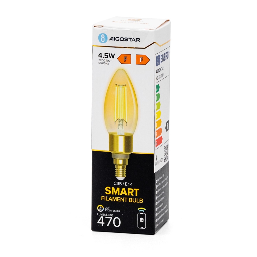 Lampadina LED dimmerabile FILAMENT C35 E14/4,5W/230V 2700-6500K Wi-Fi - Aigostar