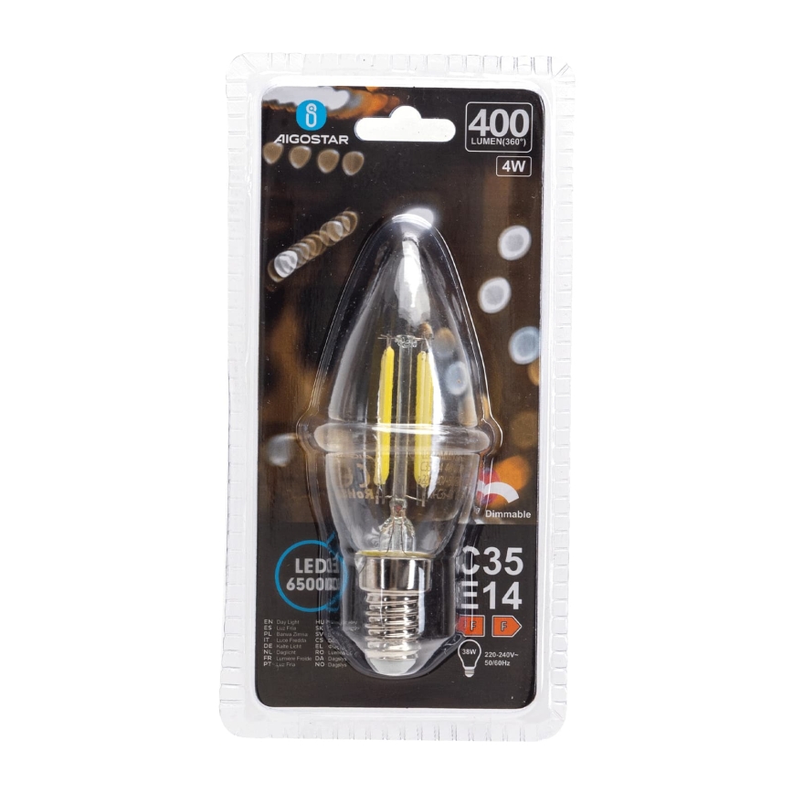 Lampadina LED dimmerabile FILAMENT C35 E14/4W/230V 6500K - Aigostar