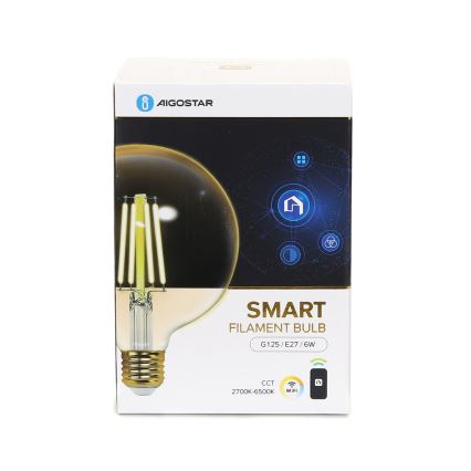 Lampadina LED dimmerabile FILAMENT G125 E27/6W/230V 2700-6500K Wi-Fi - Aigostar