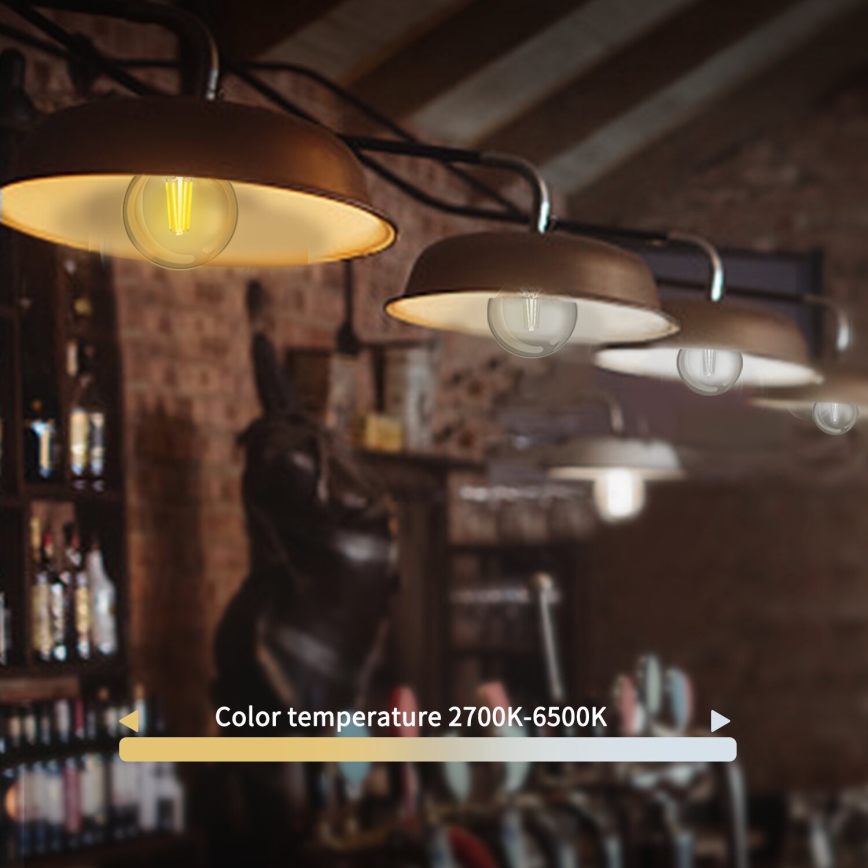 Lampadina LED dimmerabile FILAMENT G45 E27/4,5W/230V 2700-6500K Wi-Fi - Aigostar