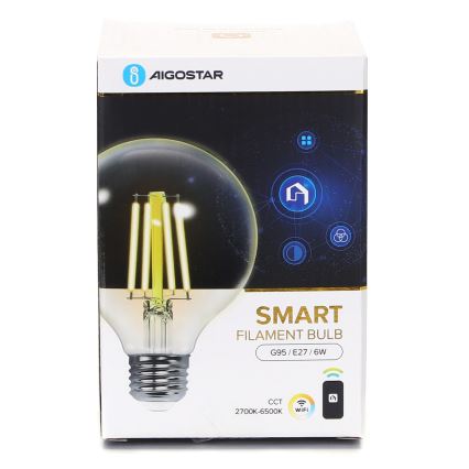 Lampadina LED dimmerabile FILAMENT G95 E27/6W/230V 2700-6500K Wi-Fi - Aigostar