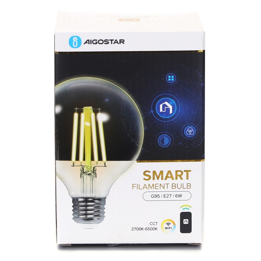 Lampadina LED dimmerabile FILAMENT G95 E27/6W/230V 2700-6500K Wi-Fi - Aigostar