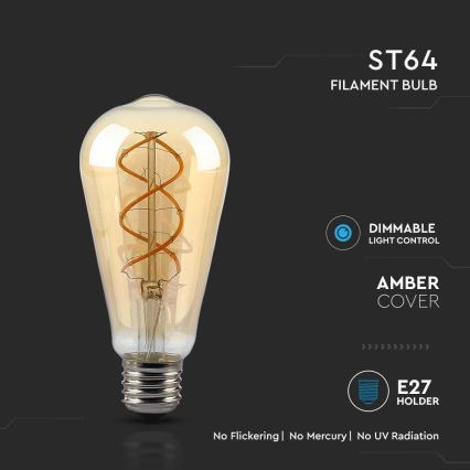 Lampadina LED dimmerabile FILAMENT ST64 E27/4,8W/230V 1800K