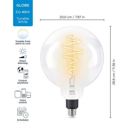 Lampadina LED Dimmerabile FILAMENT G200 E27/6,5W/230V 2700-6500K CRI 90 Wi-Fi - WiZ