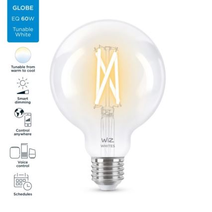 Lampadina LED dimmerabile FILAMENT G95 E27/6,7W/230V 2700-6500K CRI 90 Wi-Fi - WiZ