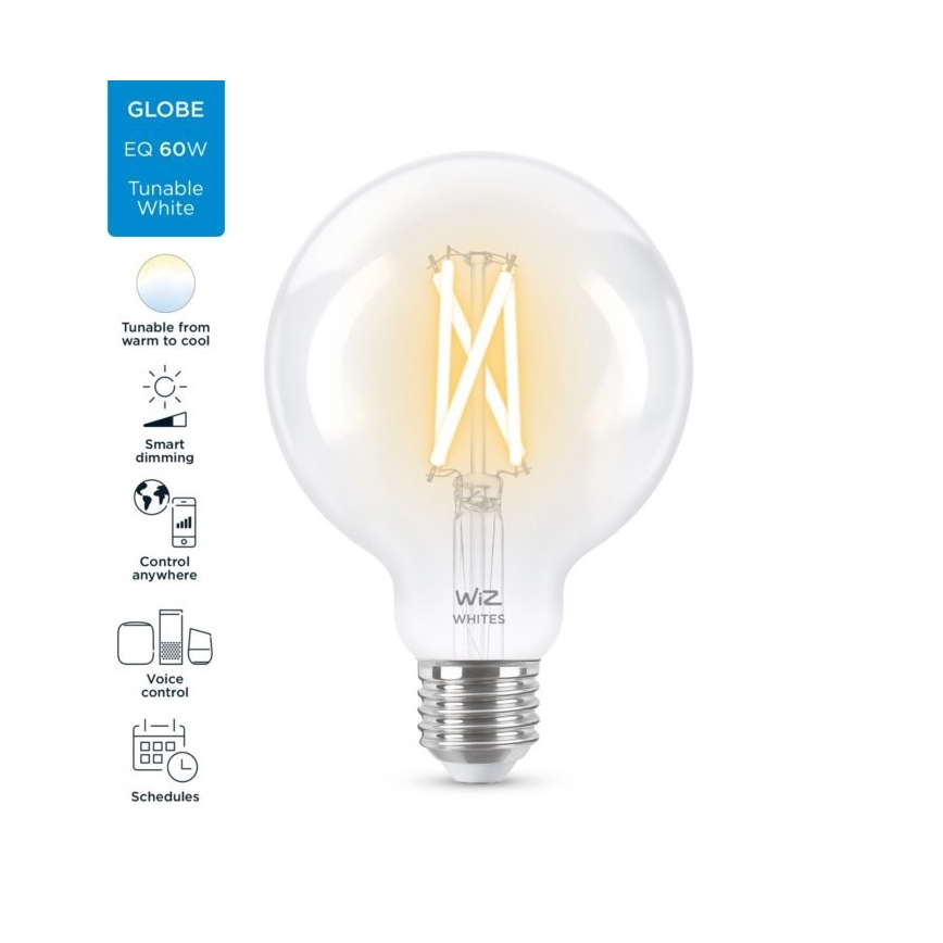 Lampadina LED dimmerabile FILAMENT G95 E27/6,7W/230V 2700-6500K CRI 90 Wi-Fi - WiZ