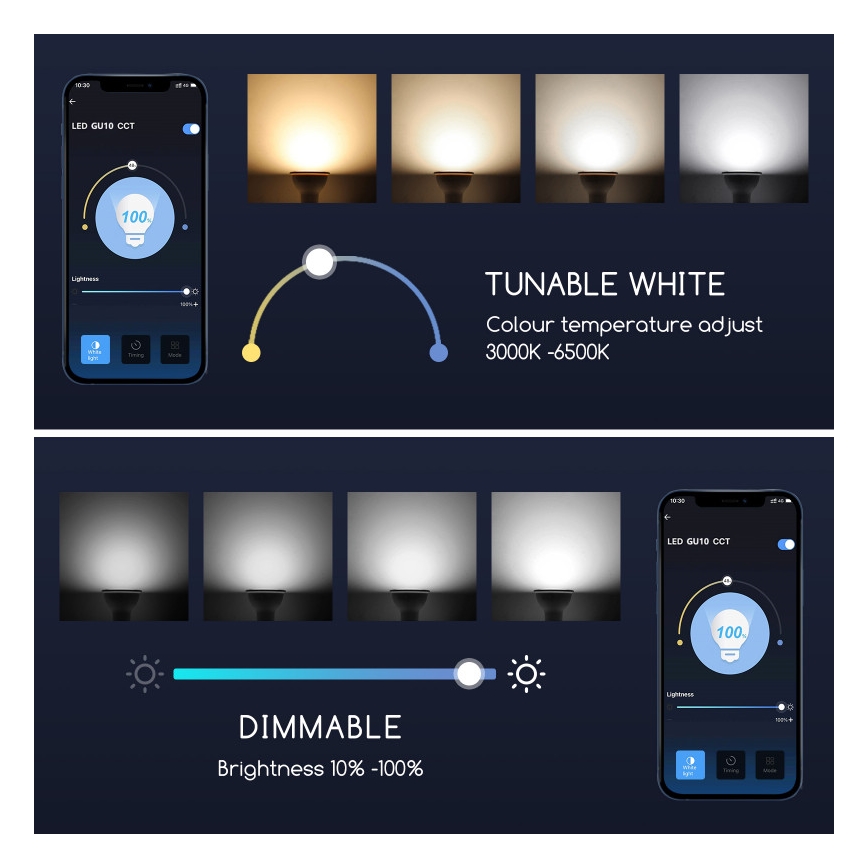 Lampadina LED dimmerabile GU10/7W/230V 3000-6500K Wi-Fi - Aigostar