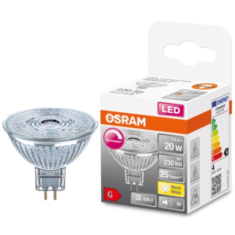 Lampadina LED dimmerabile MR16 GU5,3/3,4W/12V 2700K - Osram