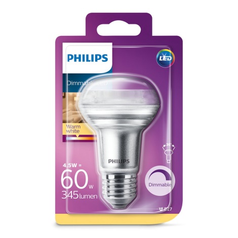 Lampadina LED dimmerabile per riflettore Philips E27/4,5W/230V 2700K