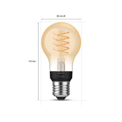 Lampadina LED dimmerabile Philips Hue FILAMENTO BIANCO A60 E27/7W/230V 2100K