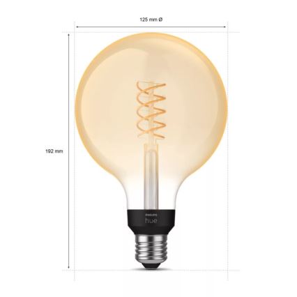 Lampadina LED dimmerabile Philips Hue WHITE FILAMENT G125 E27/7W/230V 2100K