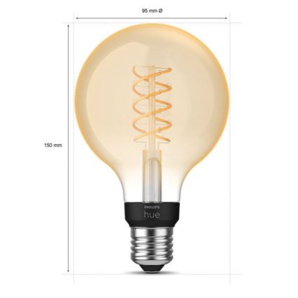 Lampadina LED dimmerabile Philips Hue WHITE FILAMENT G93 E27/7,2W/230V 2100K