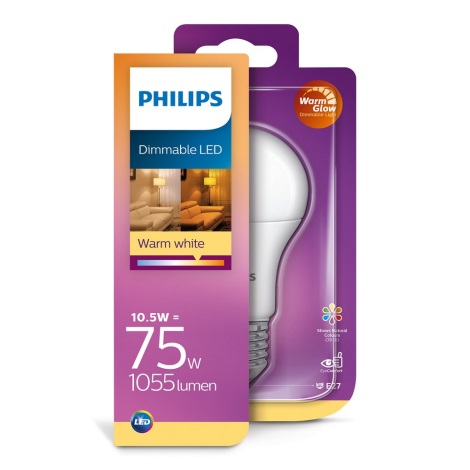 Lampadina LED dimmerabile Philips Warm Glow A60 E27/10.5/230V 2,200K-2,700K