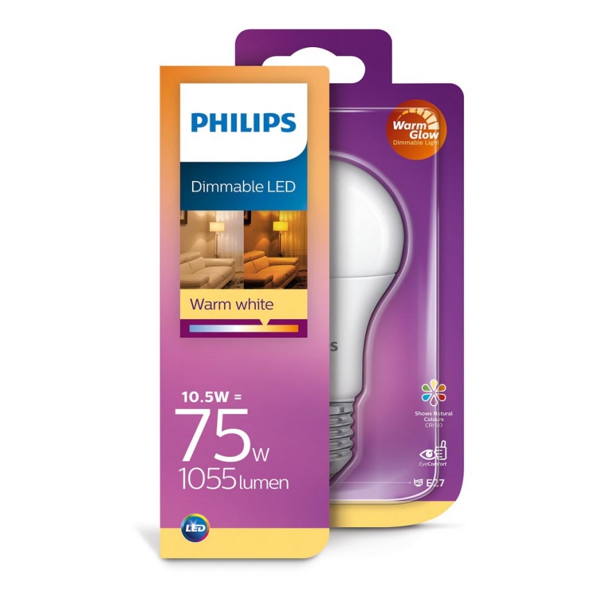 Lampadina LED dimmerabile Philips Warm Glow A60 E27/10.5/230V 2,200K-2,700K