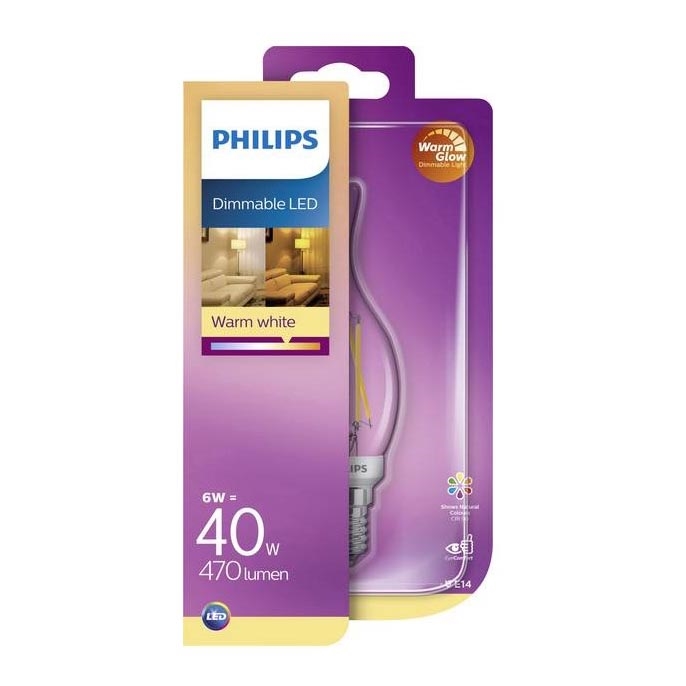 Lampadina LED dimmerabile Philips Warm Glow Luce Calda E14/6W/230V 2200-2700K CRI 90