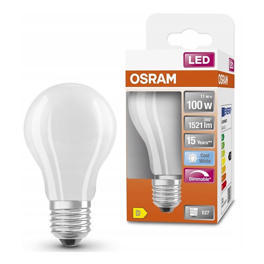 Lampadina LED dimmerabile RETROFIT A60 E27/11W/230V 4000K - Osram