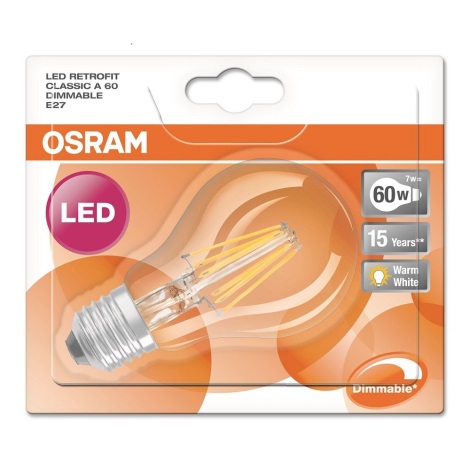 Lampadina LED dimmerabile RETROFIT E27/7W/230V 2700K - Osram