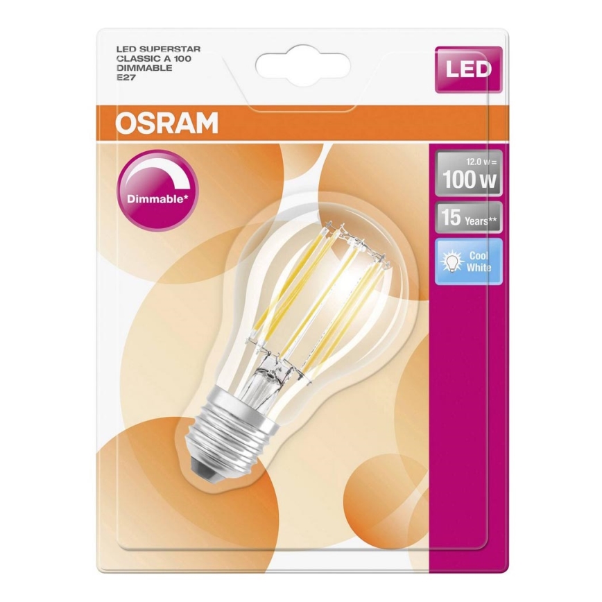 Lampadina LED dimmerabile VINTAGE E27/12W/230V 4000K - Osram