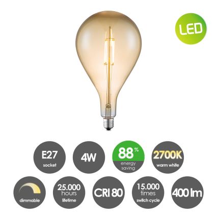 Lampadina LED dimmerabile VINTAGE EDISON E27/4W/230V 2700K