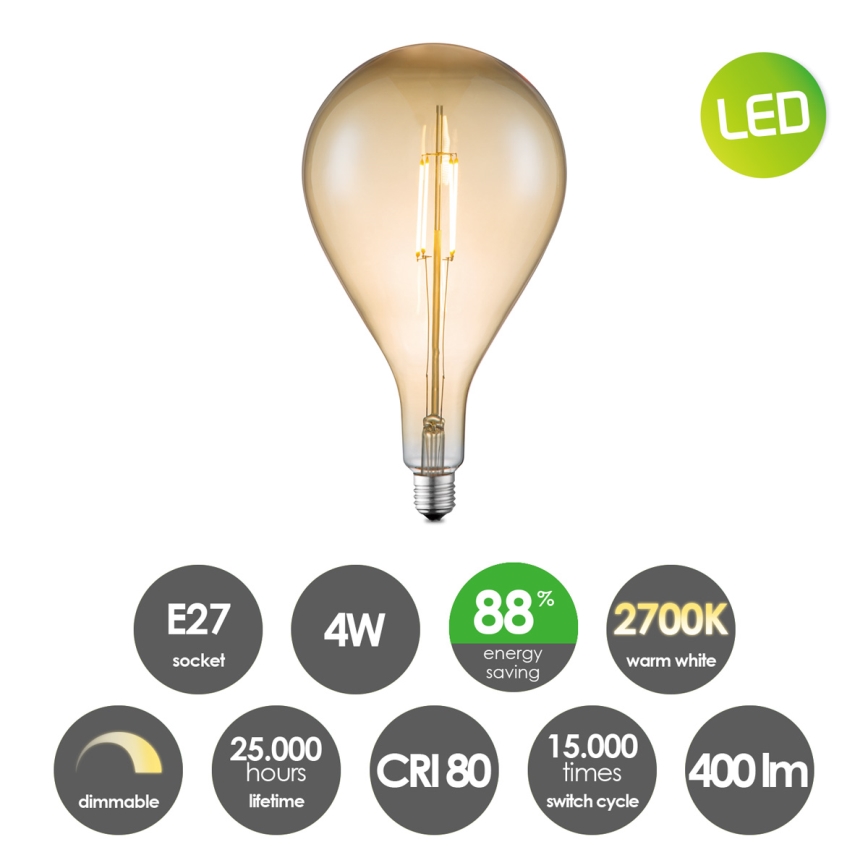 Lampadina LED dimmerabile VINTAGE EDISON E27/4W/230V 2700K