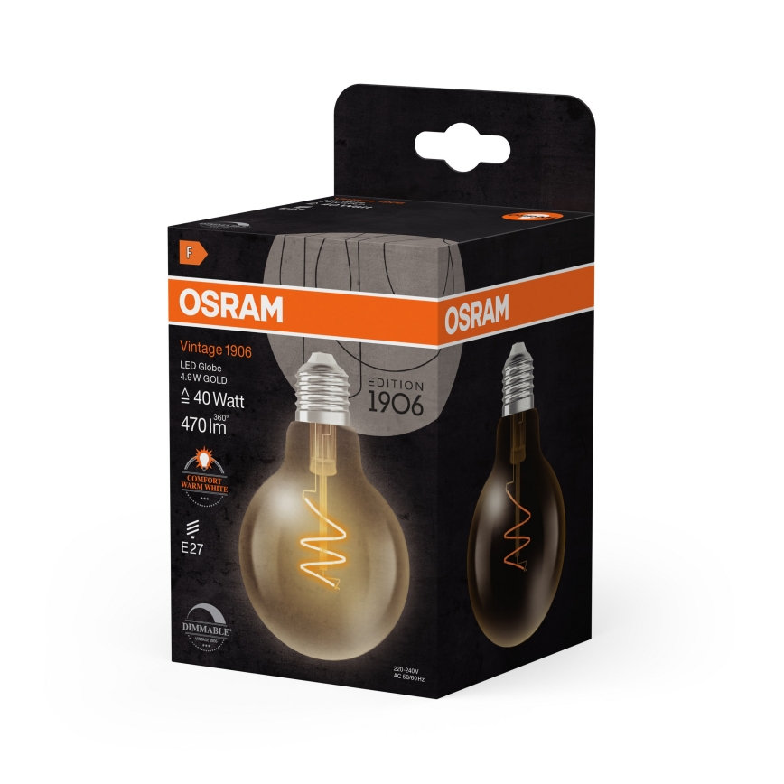 Lampadina LED dimmerabile VINTAGE FILAMENT E27/4,9W/230V 2200K CRI 90 - Osram
