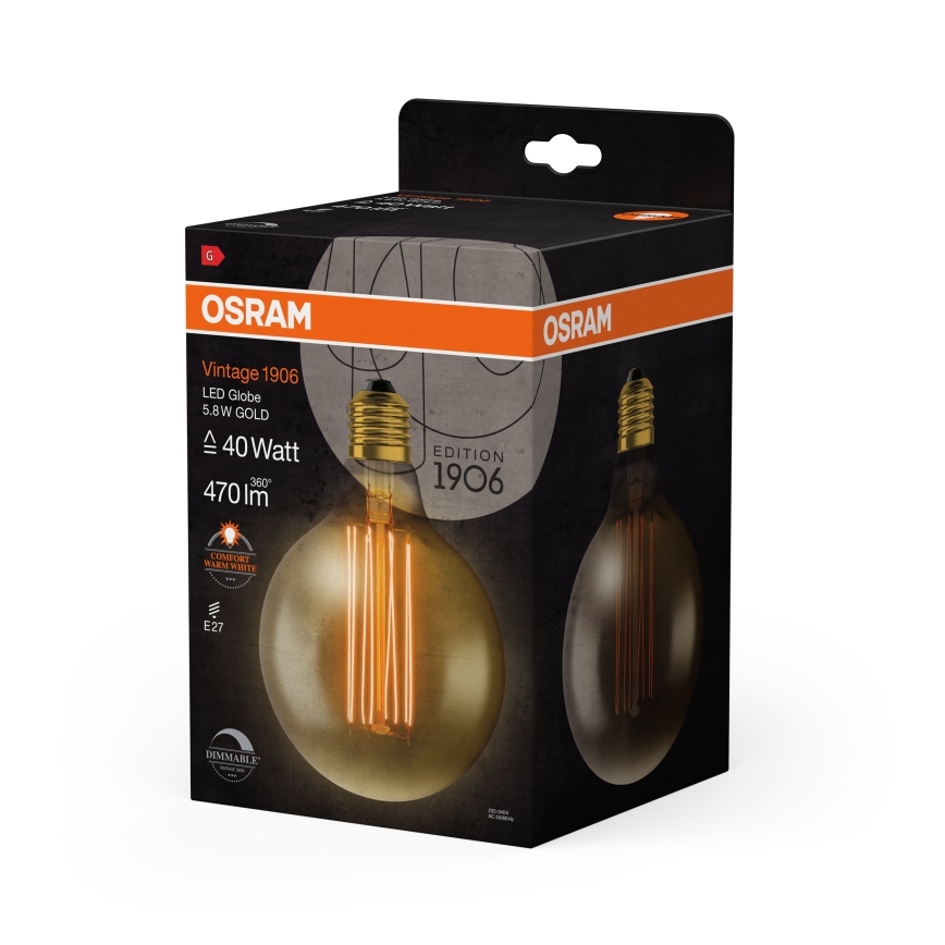 Lampadina LED dimmerabile VINTAGE FILAMENT E27/5,8W/230V 2200K - Osram