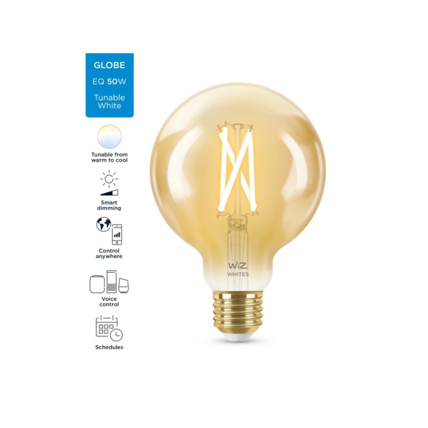 Lampadina LED dimmerabile VINTAGE FILAMENT G95 E27/6,7W/230V 2000-5000K CRI 90 Wi-Fi - WiZ