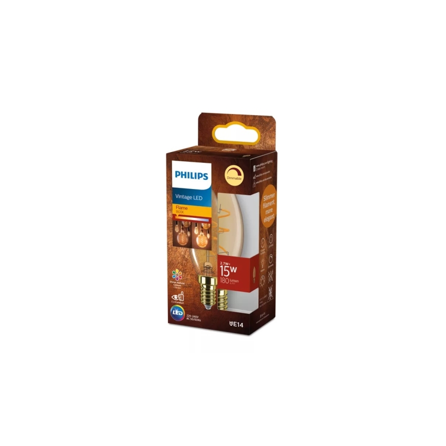 Lampadina LED dimmerabile VINTAGE Philips B35 E14/2,7W/230V 1800K