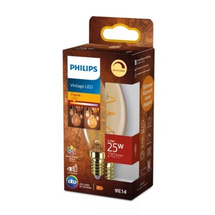 Lampadina LED dimmerabile VINTAGE Philips B35 E14/3,1W/230V 2200K CRI 90