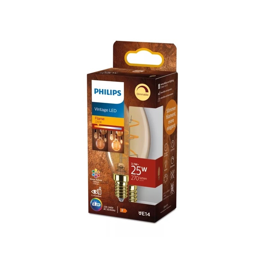 Lampadina LED dimmerabile VINTAGE Philips B35 E14/3,1W/230V 2200K CRI 90