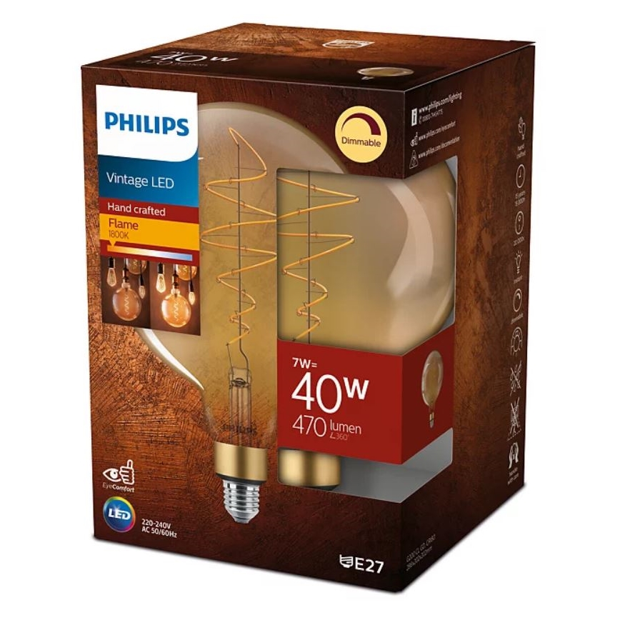 Lampadina LED dimmerabile VINTAGE Philips G200 E27/7W/230V 2000K